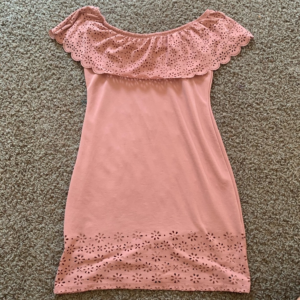 Derek Heart baby pink off the shoulder mini dress